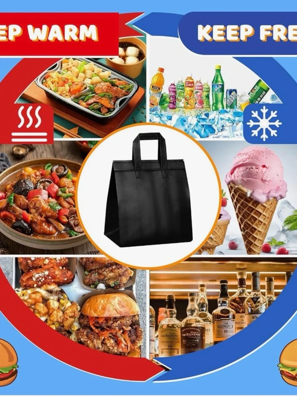 50 Insulated take out bag thermal